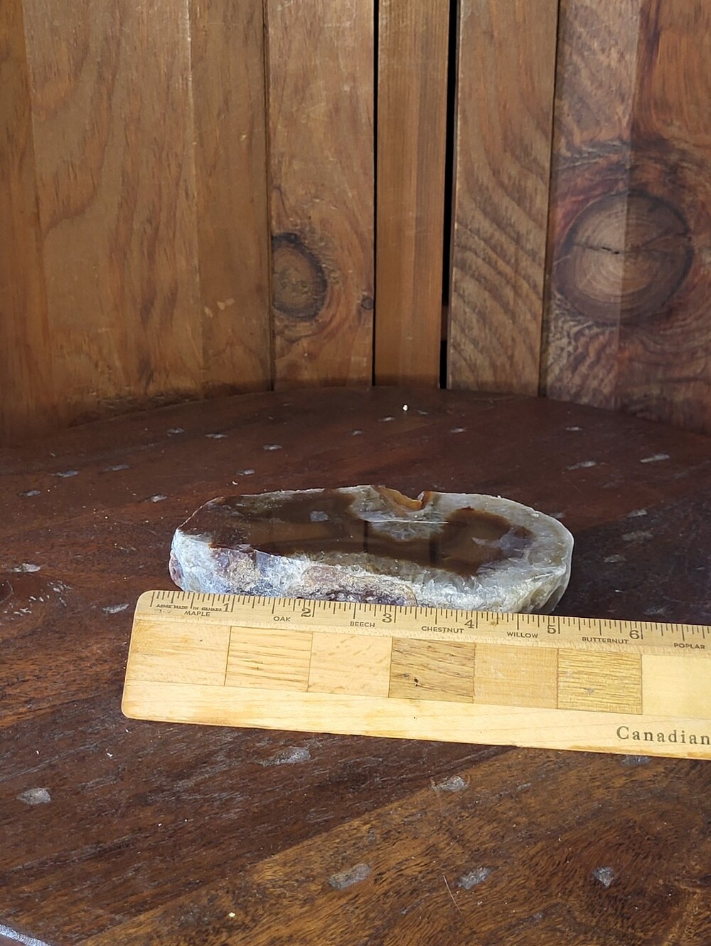 Polished Agate Geode Slice - Amber Brown Glow - Picture 9 of 12